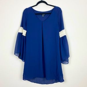 By&By Navy Blue Bell Sleeve Dress
